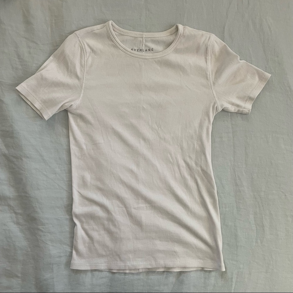 Everlane micro rib Pima cotton short sleeve white size s